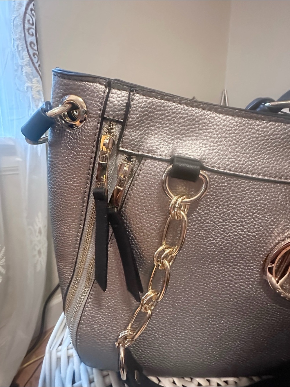 MKF Collection Mia K Silver Tote Handbag & Wristlet 2Pc Set New - Picture 5 of 11